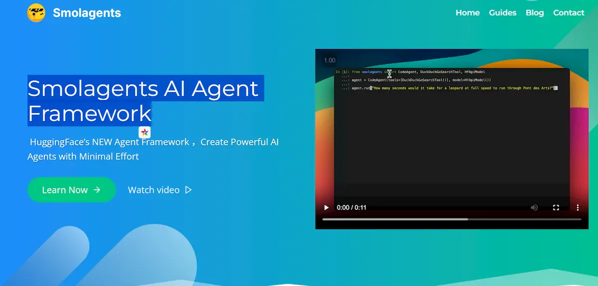 Smolagents AI Agent Framework screenshot