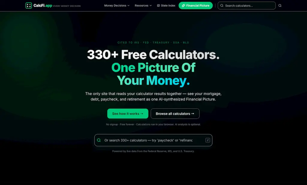 CalcFi official website overview
