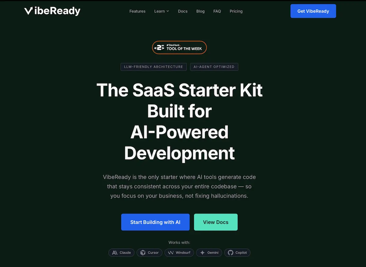 VibeReady official website homepage